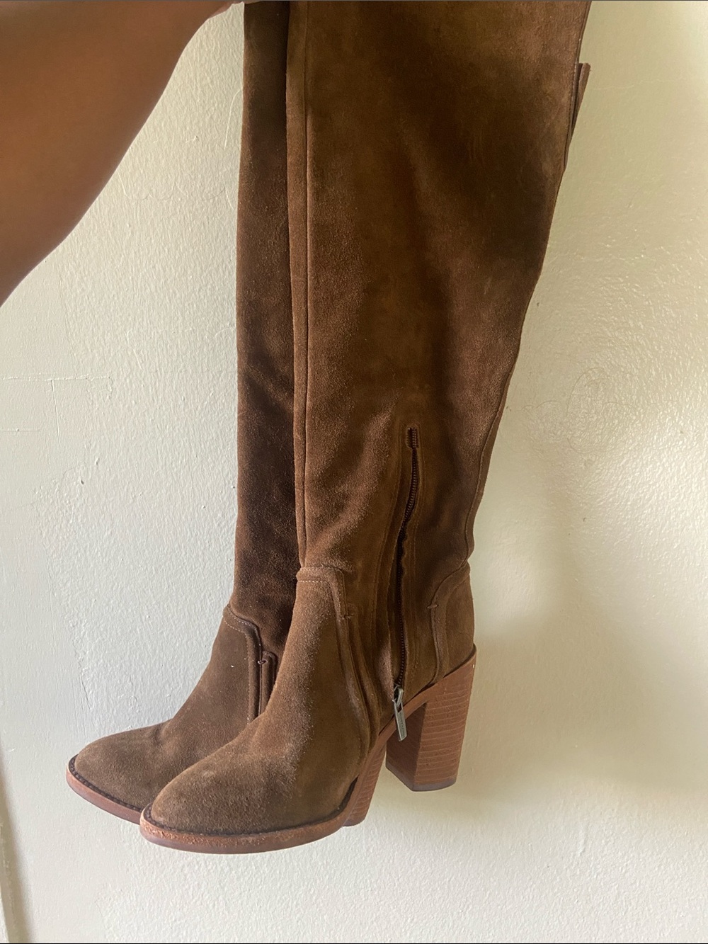 Vince Camuto Brown Suede Over-the-Knee Block Heel Boots
